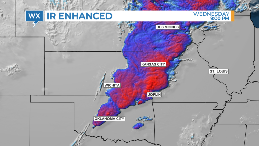Example of color-enhanced satellite data available from The Weather Company.