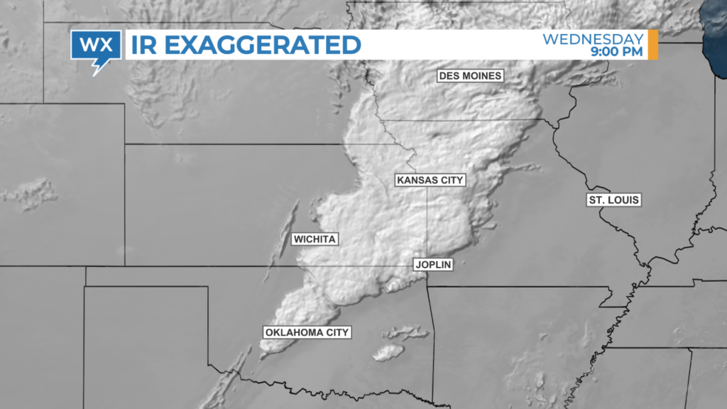 Example of exaggerated infrared satellite data available from The Weather Company.