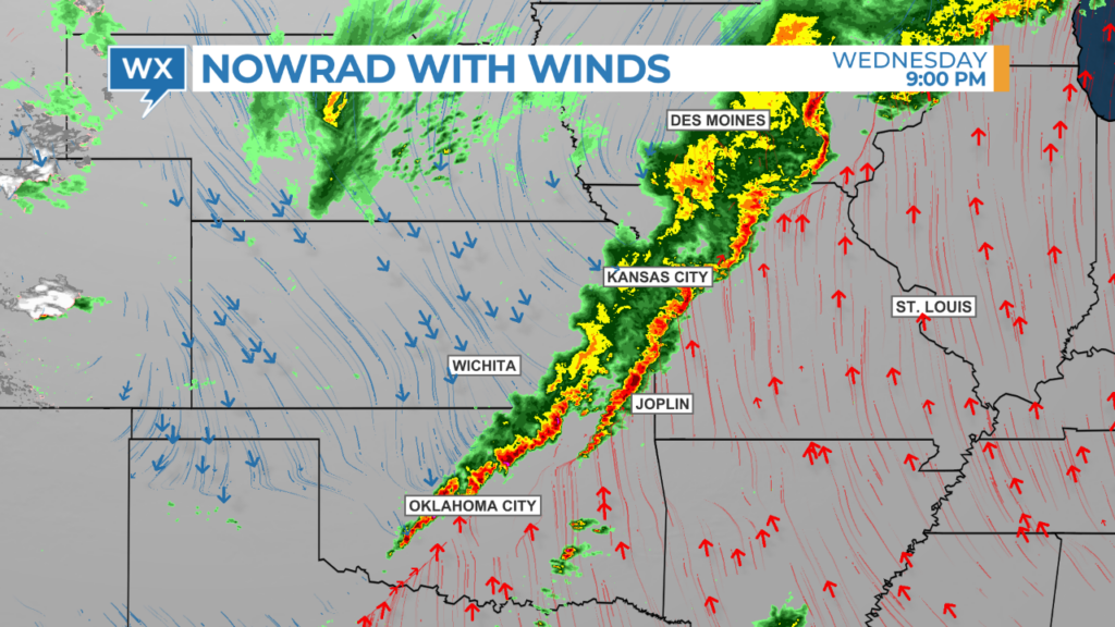 Example of radar data and surface wind data available from The Weather Company.