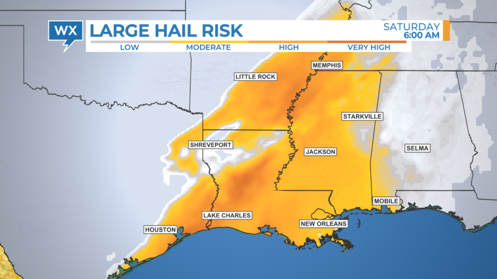 Example of large hail parameter data available from The Weather Company