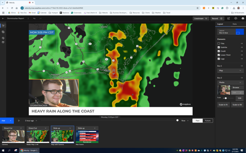 Example of Max Velocity software developed by The Weather Company.