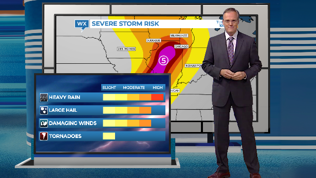 Example of Augmented Reality weather content created using Max Reality software from The Weather Company.