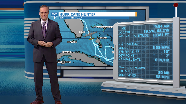 Example of Augmented Reality weather content created using Max Reality software from The Weather Company.